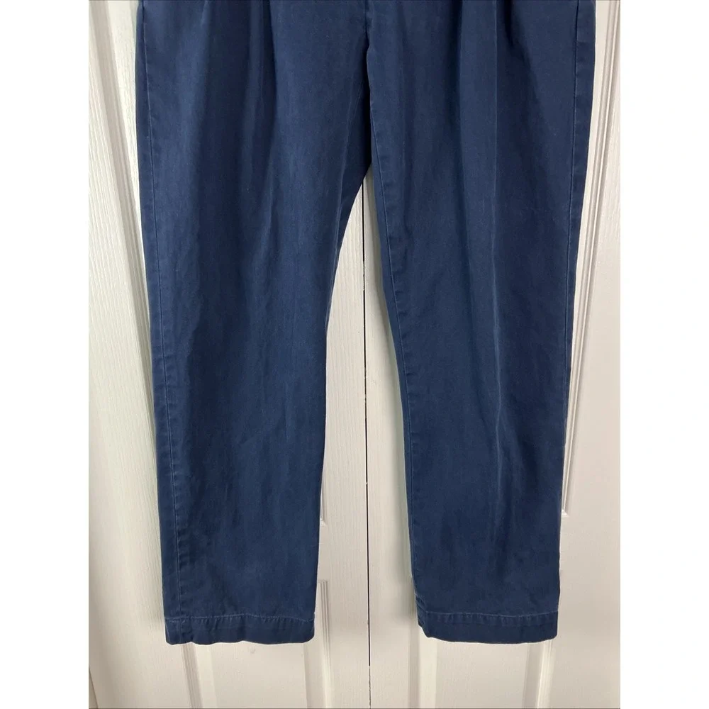 Polo Ralph Lauren Mens Cotton Pleated Pants Actual 36x30 1/2 Navy Blue Chino D27